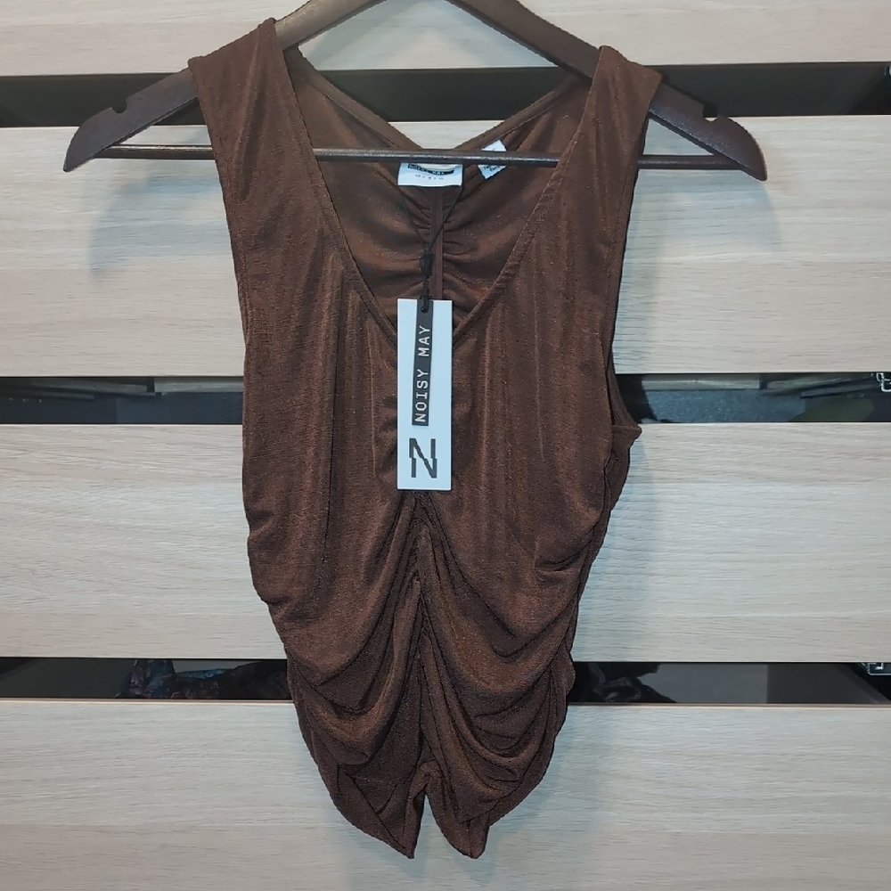 Noisy may Brown Ruched Tank Top